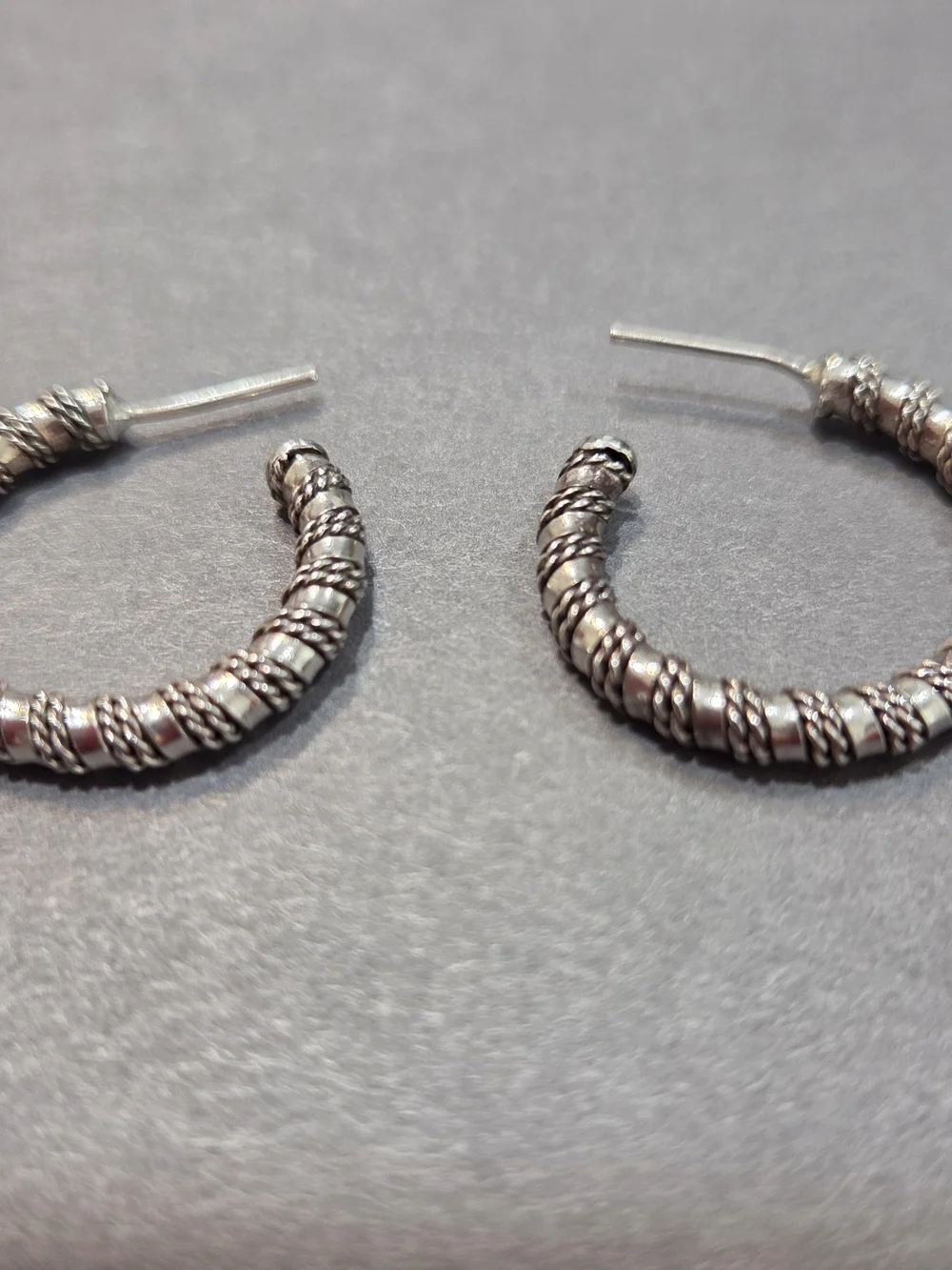 Silver Twisted Wire Hoop Earrings